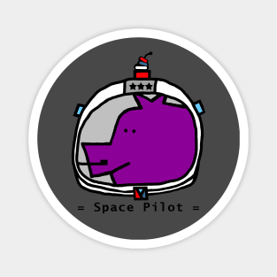 Astronaut Space Pilot Sci Fi Purple Pig Portrait Magnet